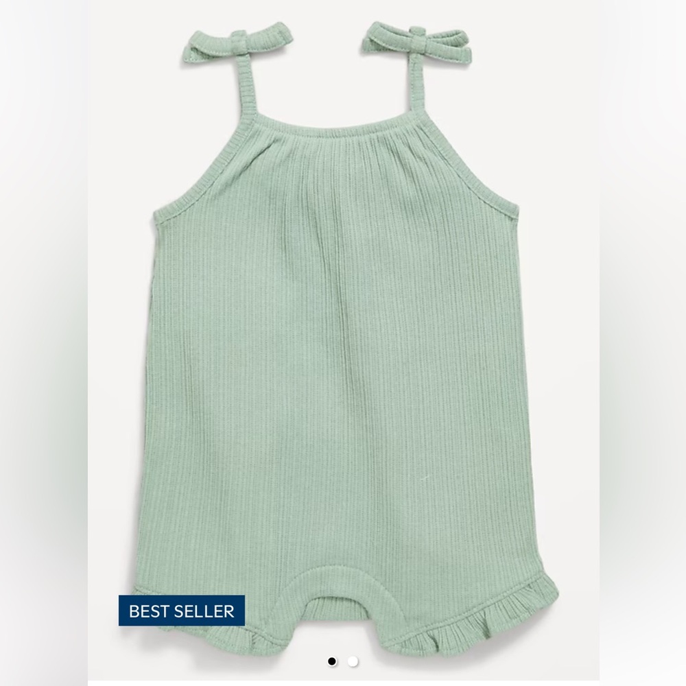 Old Navy Mint Green Ribbed Tie-Shoulder Baby One-Piece Bodysuit